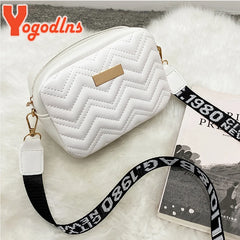 Wave Embroidery Thread Square Bag For Women PU Leather Shoulder Bag