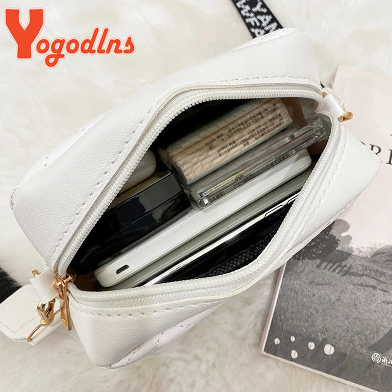 Wave Embroidery Thread Square Bag For Women PU Leather Shoulder Bag