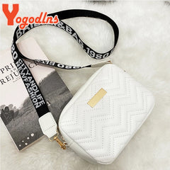 Wave Embroidery Thread Square Bag For Women PU Leather Shoulder Bag
