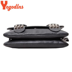 Women Leather Messenger Bags Skull Rivets Shoulder Bags