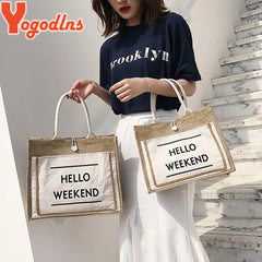 Women Canvas Tassel Handbags Shoulder Bags High Capacity Linen
