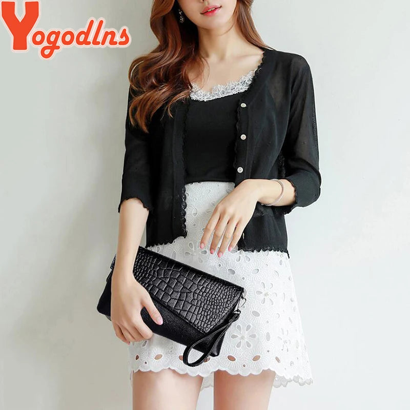 Women Crocodile Pattern Shoulder Bag Crossbody Small Purse
