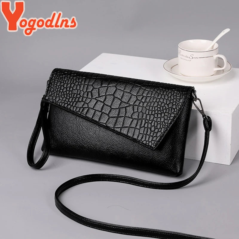 Women Crocodile Pattern Shoulder Bag Crossbody Small Purse