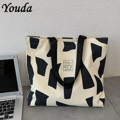 Eco Reusable Foldable Shoulder Bag Large Handbag Tote Women Shopper Zipper