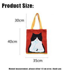 Women Knitted Cat Shoulder Bag Large Capacity Handbag