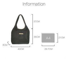 Women's Plush Shoulder Bag Reversible Shopper Tote