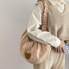 Casual Shoulder Bag with Bear Pattern