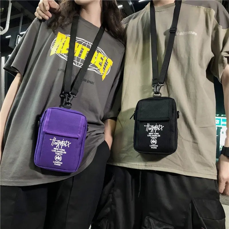 Canvas Sling Bag Crossbody Shoulder Mini Messenger Couple Solid