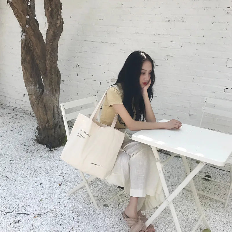 Large Capacity Canvas Shoulder Bag Shopping Tote Handbag