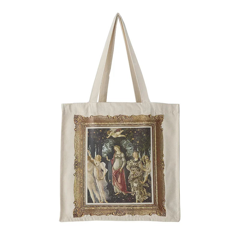 Niche Painting Literary Style Canvas Bag Large Capacity Shoulder Bag