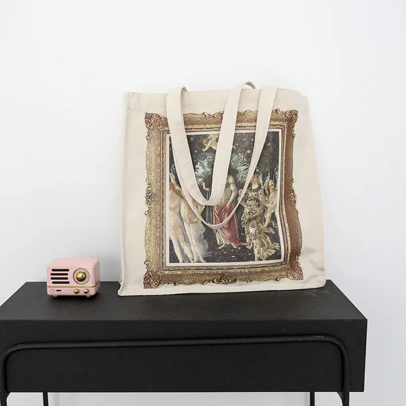Niche Painting Literary Style Canvas Bag Large Capacity Shoulder Bag