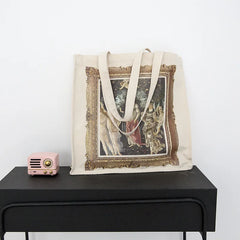 Niche Painting Literary Style Canvas Bag Large Capacity Shoulder Bag