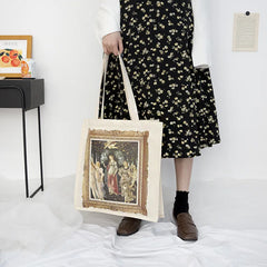 Niche Painting Literary Style Canvas Bag Large Capacity Shoulder Bag