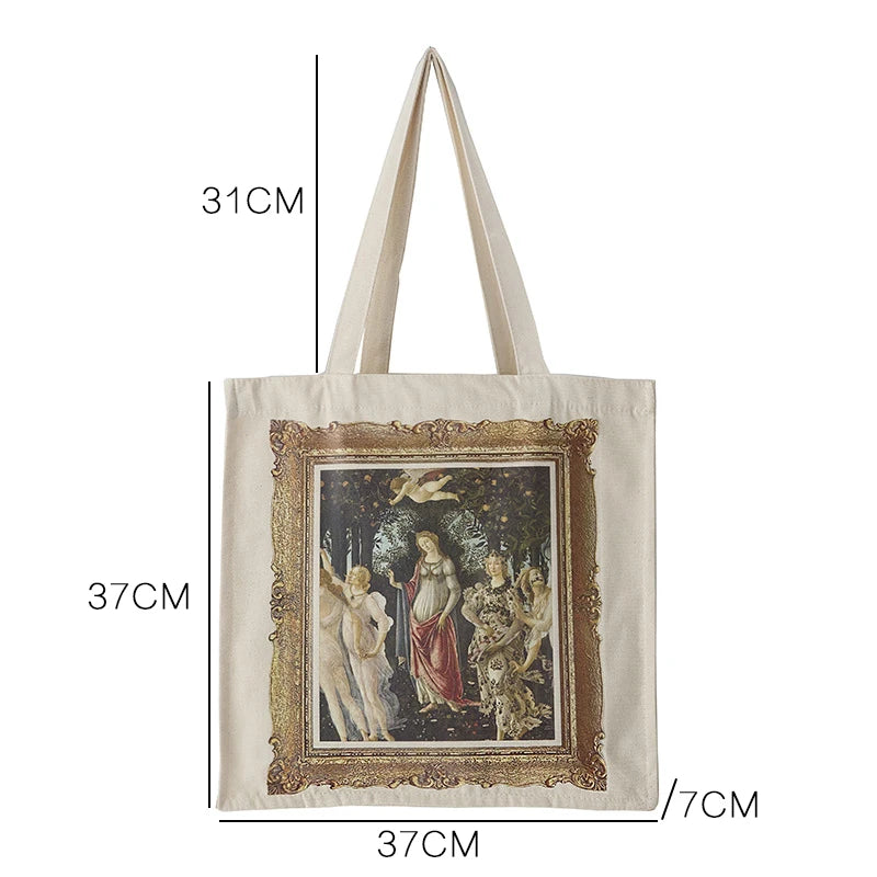 Niche Painting Literary Style Canvas Bag Large Capacity Shoulder Bag