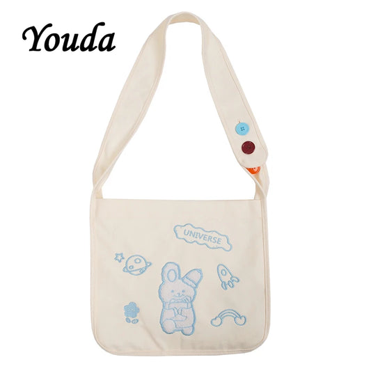 Classic Women Canvas Crossbody Bags for Ladies Casual Style Handbag
