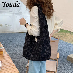 Retro Embroidered Shoulder Handbag Large-capacity Casual Ladies Shopping Bag