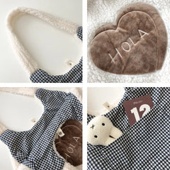 Lamb Wool Bear Fabric Shoulder Bag for Women