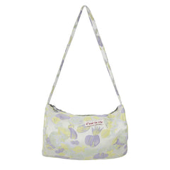 Women Canvas Tote Jacquard Flowers Bag Zipper Purse