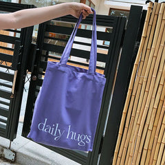 Canvas Shoulder Bag Letters Embroidery Eco Cotton Linen Handbag Tote