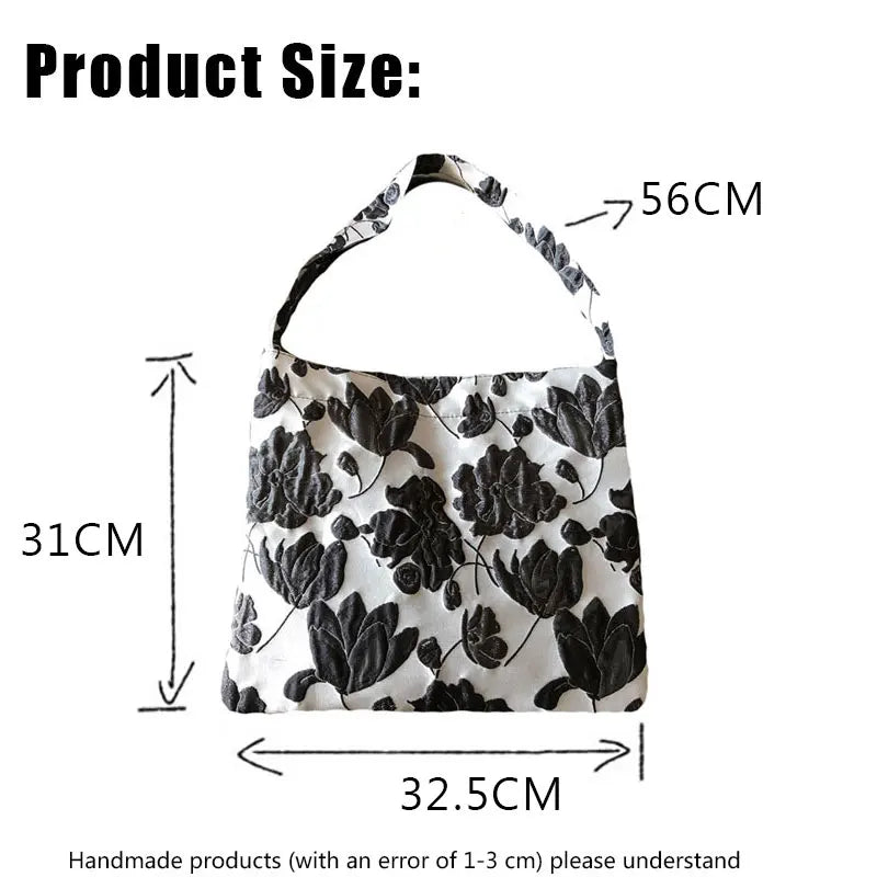 Gray Retro Flower All-match Shoulder Bag for Women