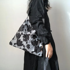 Gray Retro Flower All-match Shoulder Bag for Women