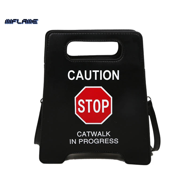 Caution Letters Sign Crossbody Bag for Women