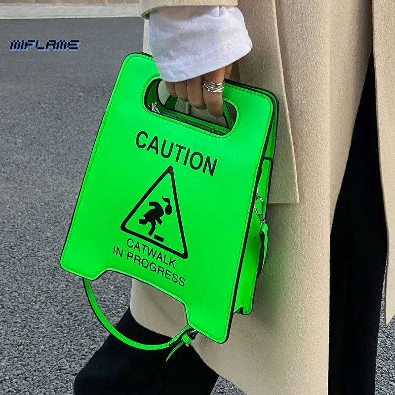 Caution Letters Sign Crossbody Bag for Women