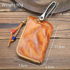 Retro Key Holder Leather Organizer Solid Casual Unisex Car Key Wallets