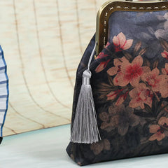 Vintage Silk Cheongsam Bags Ladies Floral Tassel Shoulder Handbag