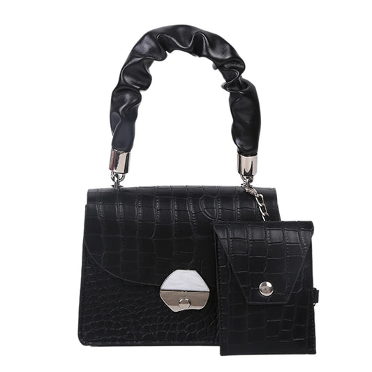 Youth Ladies Versatile Bags Women Shoulder Handbag Stripe PU Pure Crossbody