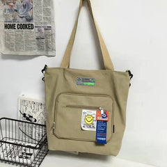 Youth Messenger Bag Large Capacity Canvas Tote Cartoon Student School Bags