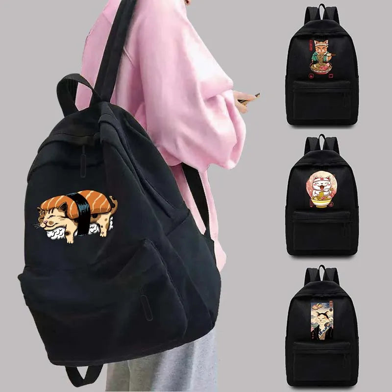 Japanese Cat Series School Backpack Unisex Travel Bag
