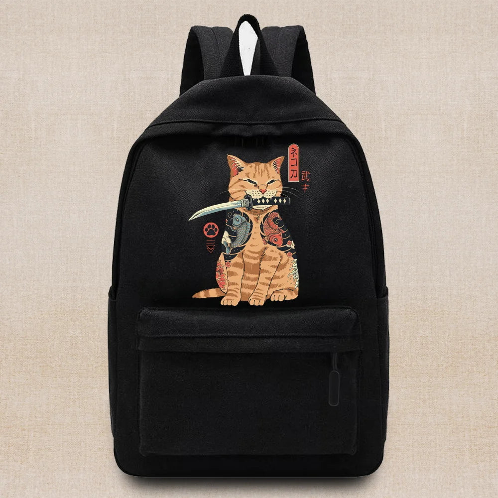 Japanese Cat Series School Backpack Unisex Travel Bag