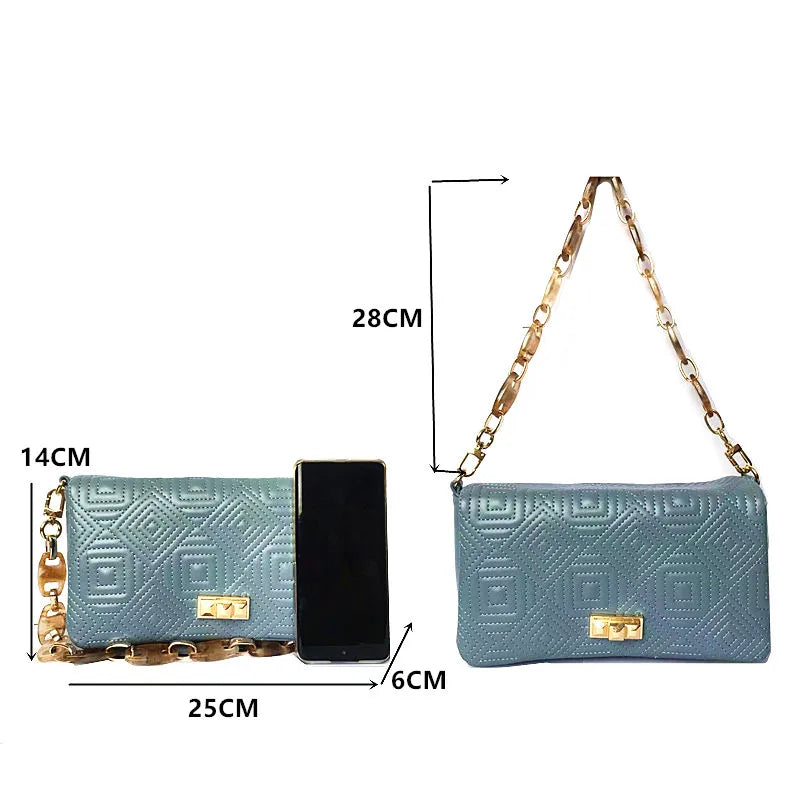 Acrylic Chain Women's Shoulder Bag Embroidery Small Square Bag