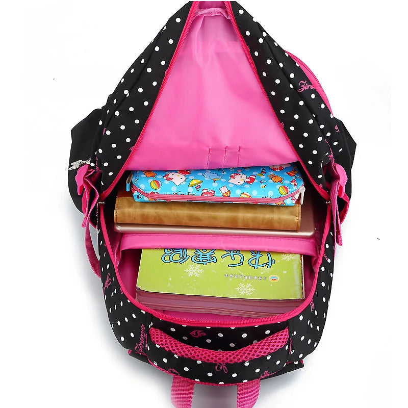 Purple Dot Printing Lightweight Schoolbags for Girls