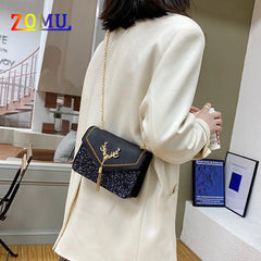 ZOMU Sequined Shoulder Bag Deer Head Crossbody Embroidered