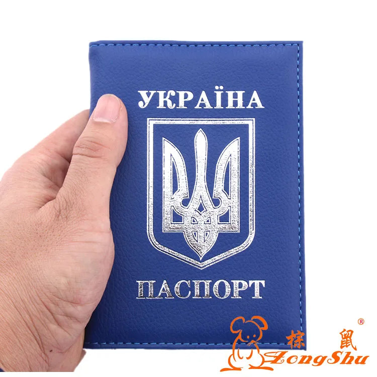 ZONGSHU Ukrainian Passport Case Silver Printing Pu Leather Passport Cover