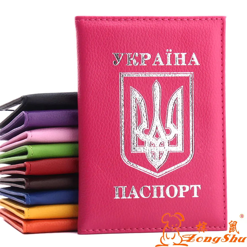ZONGSHU Ukrainian Passport Case Silver Printing Pu Leather Passport Cover