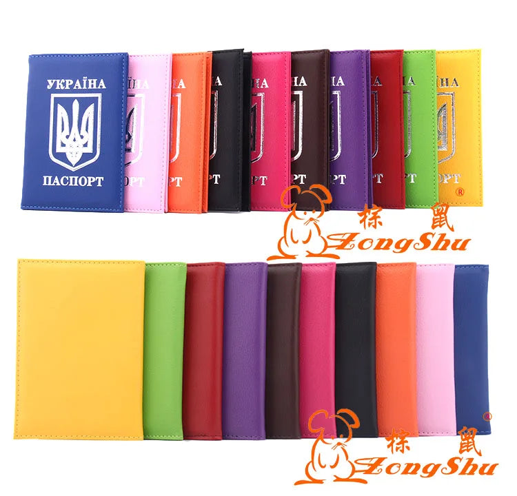 ZONGSHU Ukrainian Passport Case Silver Printing Pu Leather Passport Cover
