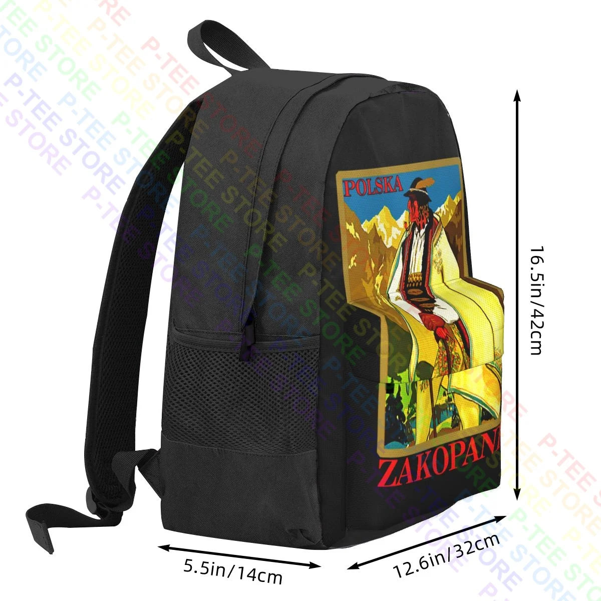 Zakopane Poland 01 Large Capacity Backpack Vintage Art Print
