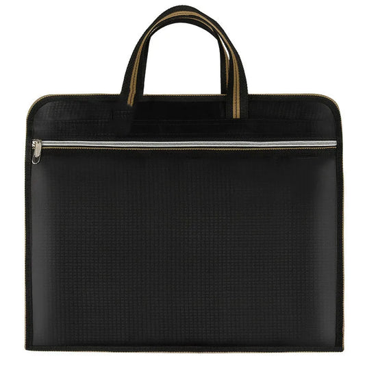 Waterproof Zipper Briefcase A4 Files Bag Large Capacity Laptop Business Tote