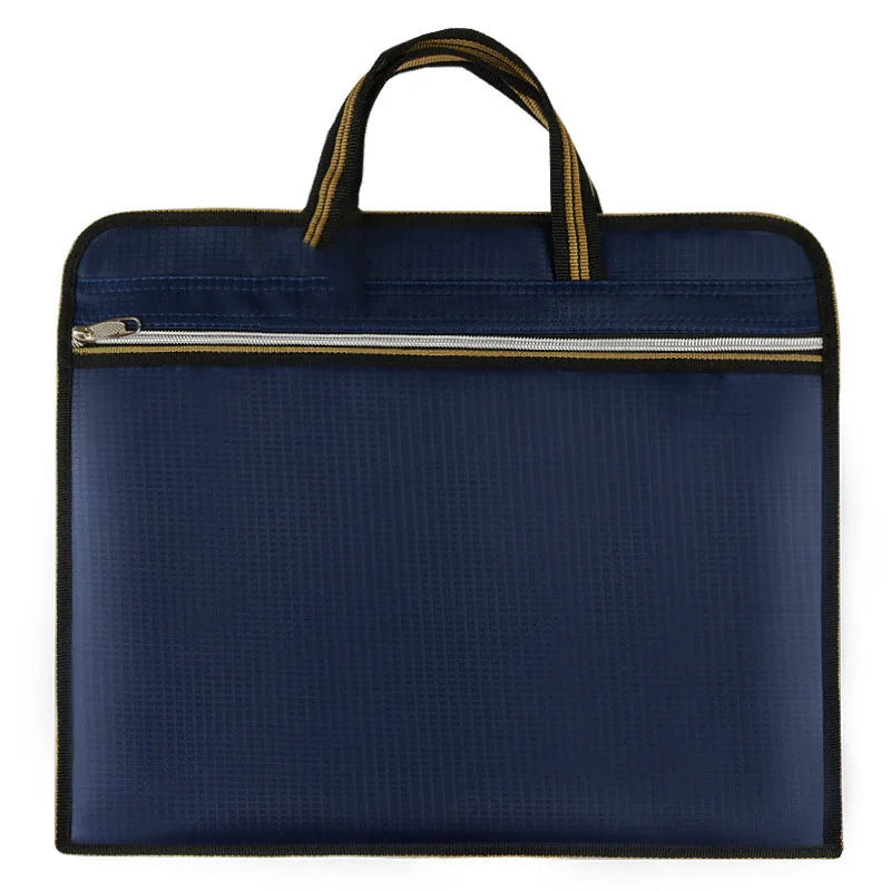 Waterproof Zipper Briefcase A4 Files Bag Large Capacity Laptop Business Tote