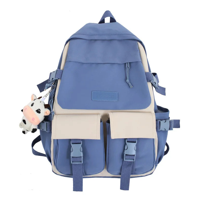 Double Pocket Girls Backpack for Junior High School Students