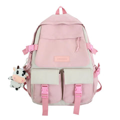 Double Pocket Girls Backpack for Junior High School Students