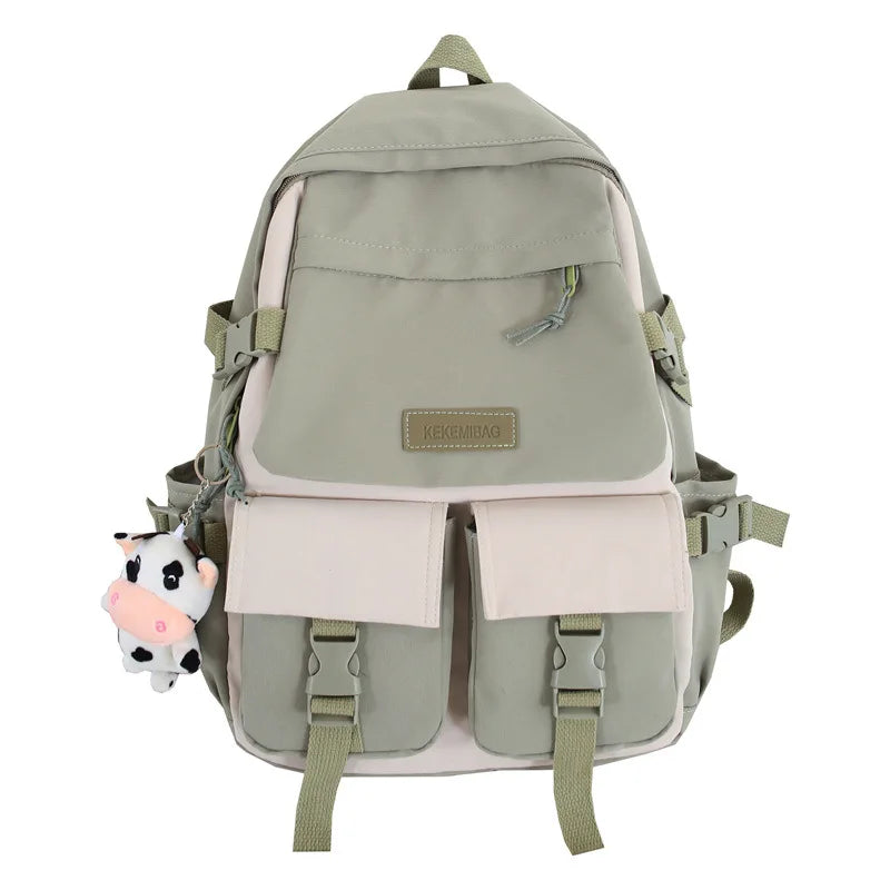 Double Pocket Girls Backpack for Junior High School Students