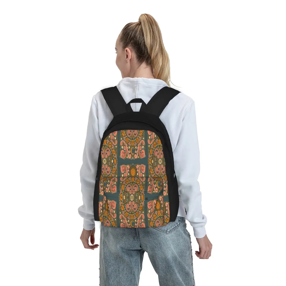 Zodiac Wheel Rosemaling Backpacks Men's & Women's Vintage Backpacks