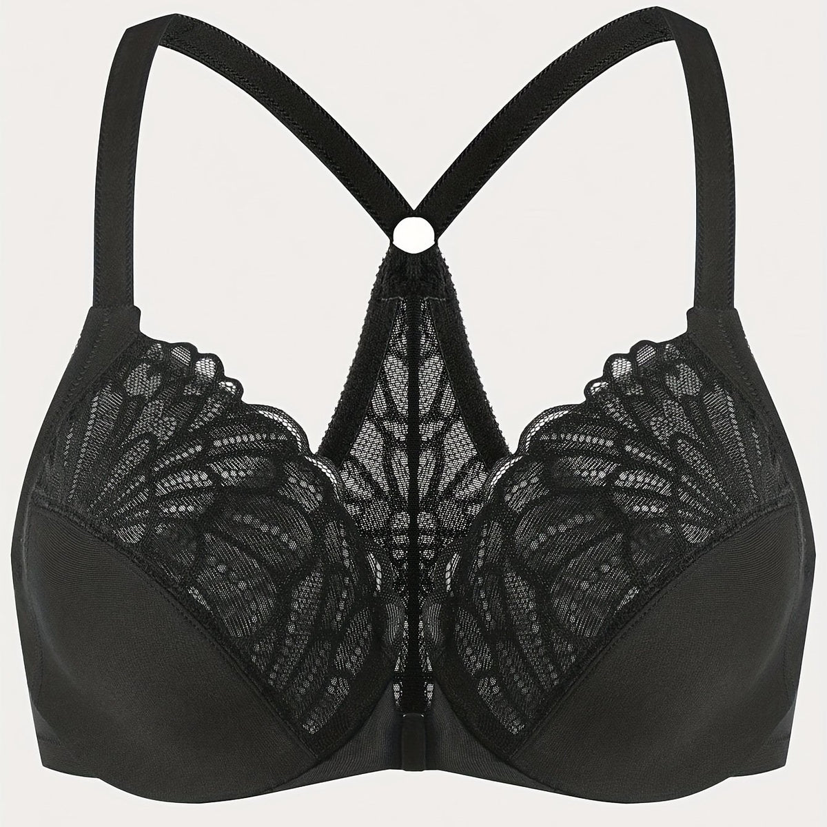  Bra Women's Lace Closure Front Racer Back Full Cover Underwire Bra