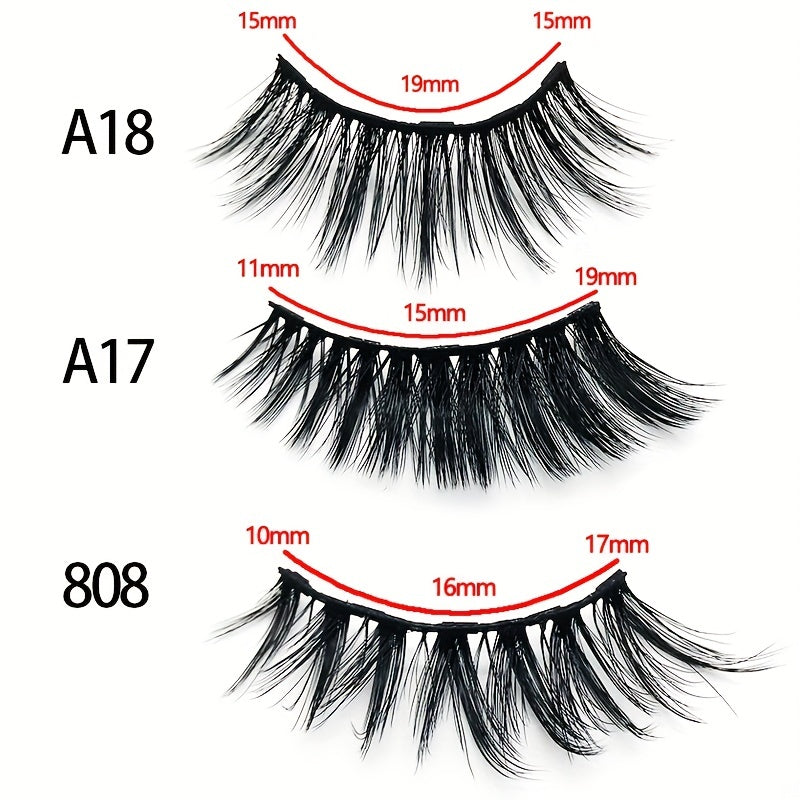 3 Pairs Magnetic Faux Mink Hair False Eyelashes Long and Curling Reusable Lashes