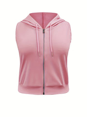  Casual 2 Piece Set Tank Top Hoodie & Shorts
