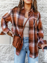 Gingham Graphic Long Sleeve Lapel Casual Shirt